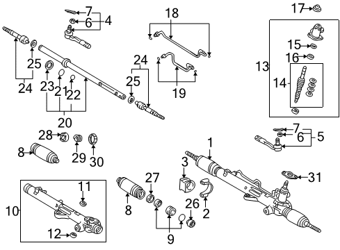 2001 Toyota Sequoia Steering Column & Wheel, Steering Gear & Linkage Pinion Diagram for 44201-0C020