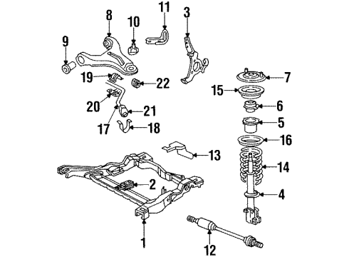 1984 Buick Skylark Front Suspension Components, Lower Control Arm, Stabilizer Bar Axle Shaft Assembly Diagram for 26000374