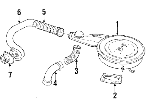 1986 Pontiac T1000 Air Inlet TUBE ASM-AIR HEAT Diagram for 14032330