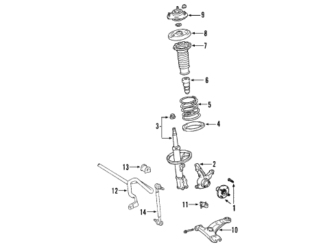 2009 Toyota RAV4 Front Suspension Components, Lower Control Arm, Stabilizer Bar Strut Mount Diagram for 48609-0R010