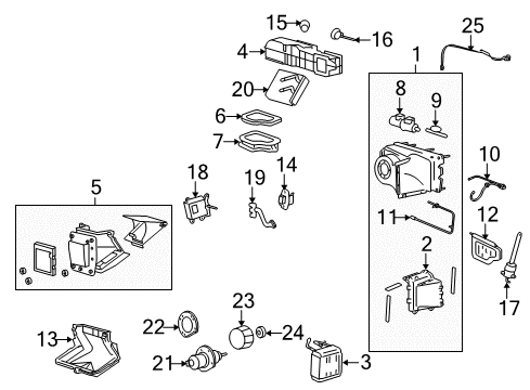 2014 Ford E-250 HVAC Case Evaporator Core Lower Cover Diagram for F4UZ-19C602-A