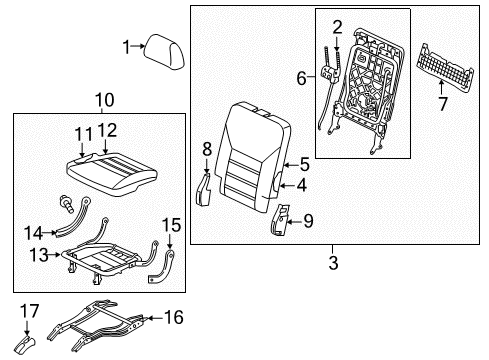 2019 Kia Sorento Third Row Seats Pad Assembly-3RD Cushion Diagram for 89250C6500