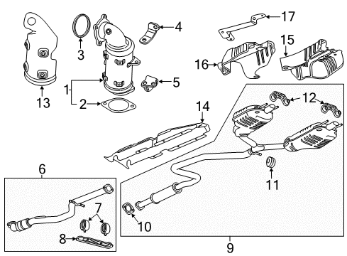 2019 Buick Regal Sportback Exhaust Components Catalytic Converter Upper Brace Diagram for 12651501