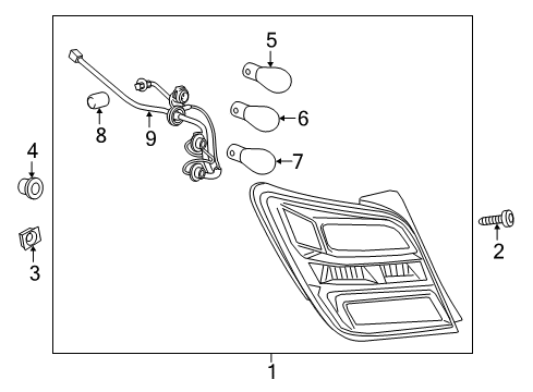 2018 Chevrolet Sonic Tail Lamps Tail Lamp Assembly Diagram for 42652057