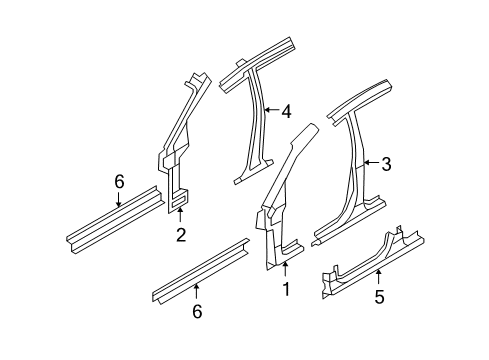 2008 Kia Rondo Center Pillar, Hinge Pillar, Rocker Panel-Side SILL Outer Diagram for 713121DD20