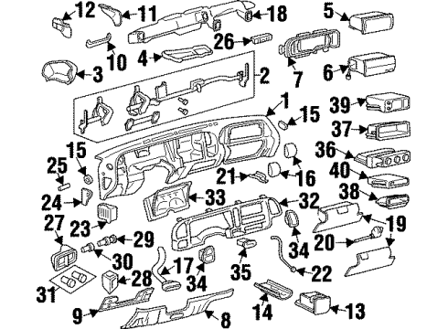 1999 Chevrolet K2500 Suburban Instrument Panel, Cluster & Switches Instrument Cluster Assembly Diagram for 16221455