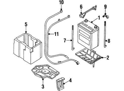 1995 Nissan 300ZX Battery Tray-Battery Diagram for 24429-40P12