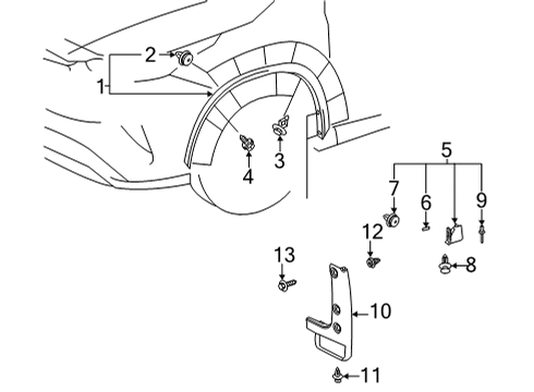 2020 Toyota Highlander Exterior Trim - Fender Wheel Opening Molding Diagram for 75085-0E040