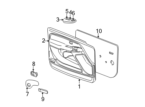 1999 Chevrolet Silverado 1500 Interior Trim - Front Door Switch Asm, Dr Lock & Side Window <Use 1C5L*Gray Diagram for 19259959