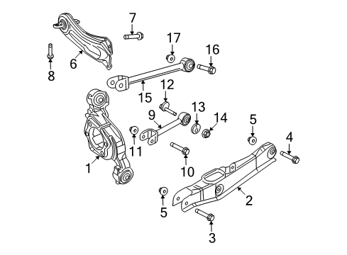 2009 Dodge Journey Rear Suspension Components, Lower Control Arm, Stabilizer Bar Knuckle-Rear Diagram for 4766563AB
