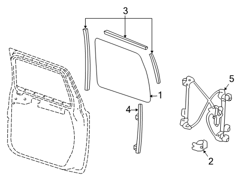 2005 Hummer H2 Front Door - Glass & Hardware Glass Weatherstrip Diagram for 15785352