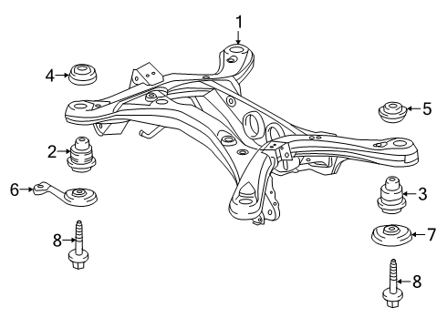 2019 Lexus RX350L Suspension Mounting - Rear Suspension Crossmember Brace Diagram for 53653-0E010