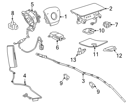 2011 GMC Sierra 3500 HD Air Bag Components Driver Air Bag Diagram for 20928239