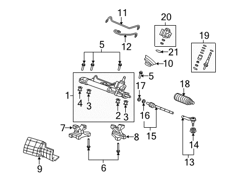 2008 Acura RDX Steering Column & Wheel, Steering Gear & Linkage End Set, Rack Diagram for 53010-STK-A01