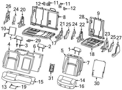 2021 Ram 1500 Heated Seats Pad-Seat Back Diagram for 68309556AA