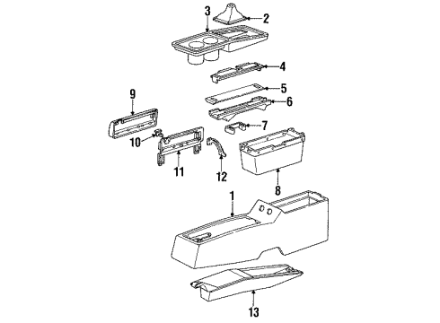 1992 GMC Sonoma Console Latch, Seat Separator Console Diagram for 15661811