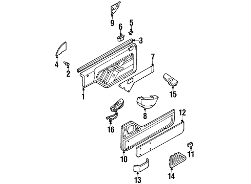 1995 Isuzu Rodeo Interior Trim - Front Door Trim, L. FR. Full Door Power Window (Lower) (Gray) Diagram for 8-94378-197-1