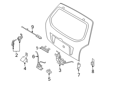 2007 Hyundai Tucson Back Glass Lock Assembly-Tail Gate Diagram for 81250-2EA00