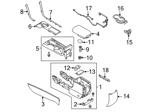 2011 Lincoln MKZ Console Console Assembly Diagram for AH6Z-54045A36-AA