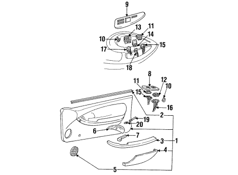 1995 Pontiac Firebird Door & Components Switch Asm-Outside Rear View Mirror Diagram for 10098585