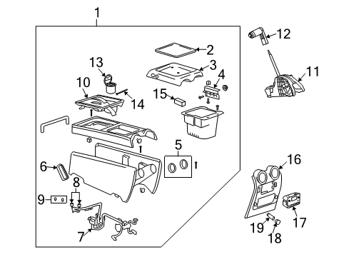 2007 Hummer H2 Gear Shift Control - AT Panel Asm, Front Floor Console Rear Trim Diagram for 15925218