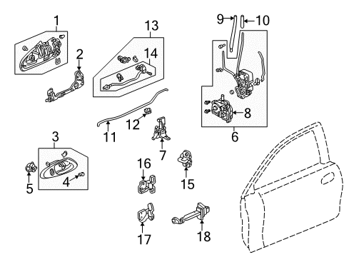 1999 Honda Accord Door & Components Case, Left Front Inside (Light Quartz Gray) Diagram for 72165-S82-A01ZB