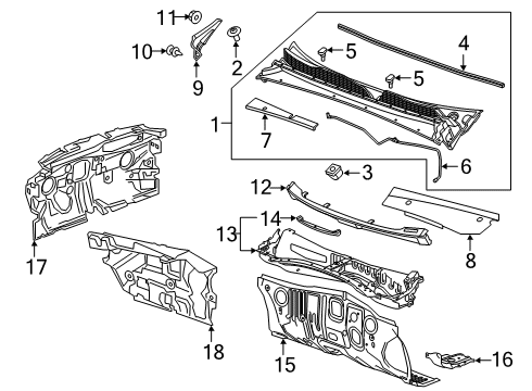 2020 Cadillac XT4 Cowl Extension Panel Diagram for 84612564