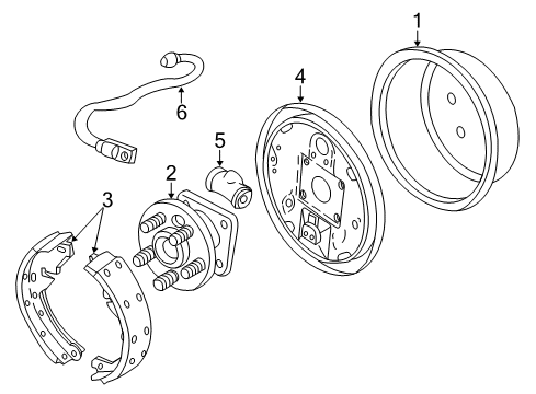 2001 Pontiac Grand Am Rear Brakes Plate Asm, Rear Brake Backing Diagram for 18025172