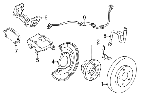 2011 Chevrolet Volt Anti-Lock Brakes Splash Shield Diagram for 13324458