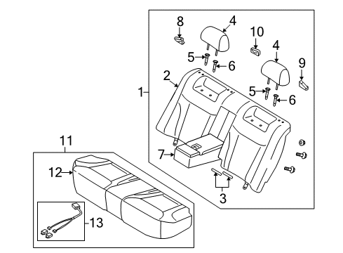 2007 Kia Amanti Rear Seat Components Cushion Assembly-Rear Seat Diagram for 891003F510717