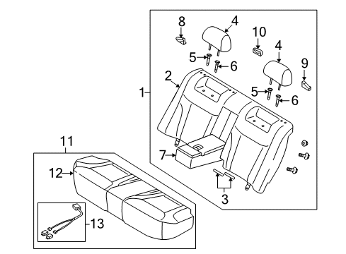 2007 Kia Amanti Rear Seat Components Back Assembly-Rear Seat Diagram for 893003FAU0713