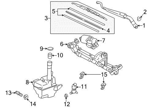 1999 Lexus ES300 Wiper & Washer Components Windshield Wiper Arm Assembly, Right Diagram for 85211-33140