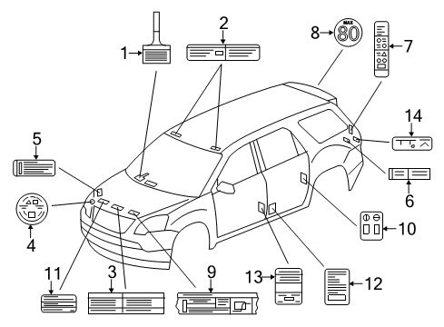 2009 Chevrolet Traverse Information Labels Caution Label Diagram for 15934582