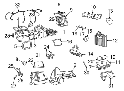 2001 Jeep Grand Cherokee A/C Evaporator & Heater Components Door-Blend Air Diagram for 5012692AA