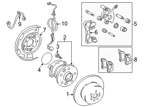 2000 Toyota Camry Brake Components Rear Passenger Disc Brake Cylinder Assembly Diagram for 47730-33160