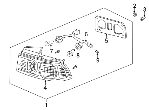 1994 Acura Integra Tail Lamps Lamp Unit, Passenger Side Diagram for 33501-ST8-A00