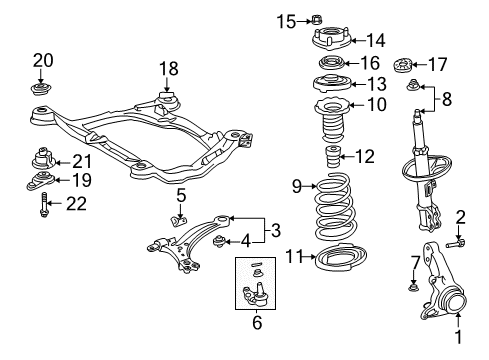 2000 Toyota Sienna Front Suspension Components, Lower Control Arm, Stabilizer Bar Upper Spring Insulator Diagram for 48157-08010