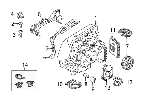 2017 BMW 530i Headlamps Left Headlight Diagram for 63127262727