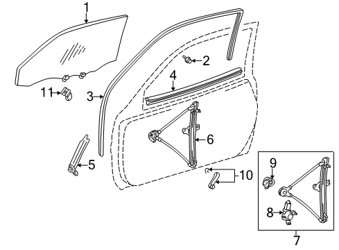 1999 Toyota RAV4 Front Door Power Regulator Diagram for 69802-42021