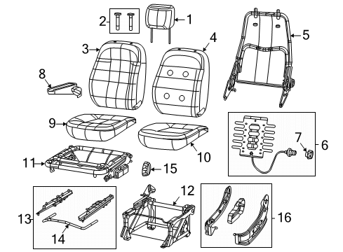 2015 Ram ProMaster 2500 Driver Seat Components Foam-Front Seat Back Diagram for 68234707AA