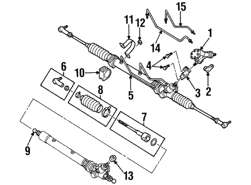 2002 Isuzu Axiom Steering Column & Wheel, Steering Gear & Linkage Box Assembly Gear, Steering Diagram for 8-97124-925-4