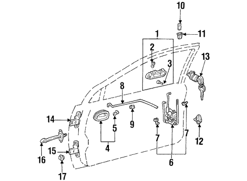 2001 Chevrolet Prizm Lock & Hardware Cylinder & Keys Diagram for 94858792