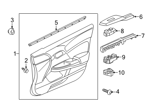 2013 Honda Civic Mirrors Weatherstrip, L. FR. Door (Inner) Diagram for 72375-TR6-A01