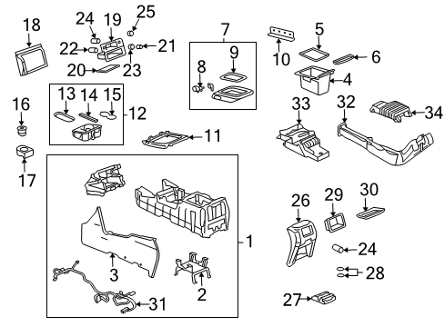 2007 GMC Sierra 3500 Classic Center Console Compartment Asm, Front Floor *Pewter Diagram for 88986683