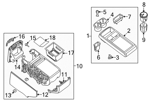 2009 Nissan Quest Front Console Clip Diagram for 01554-0008U