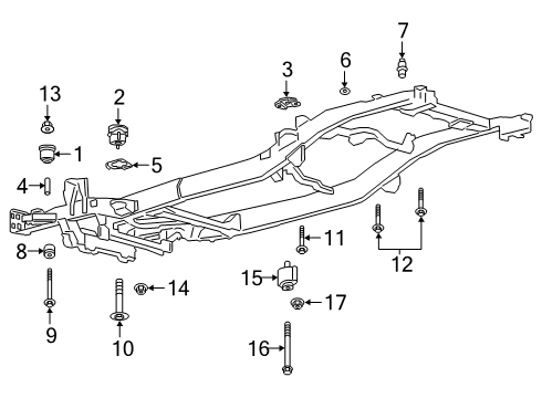 2021 Ford Ranger Body Mounting - Frame Upper Insulator Spacer Diagram for AB3Z-9A589-A