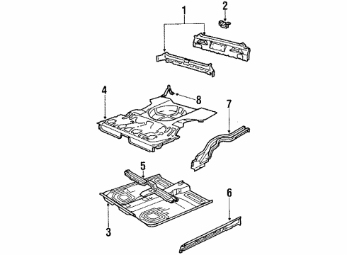 1991 Pontiac LeMans Rear Body UNDERBODY, Rear Compartment Floor/Access Diagram for 90295611