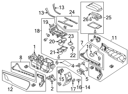 2014 Lincoln MKX Console Rear Panel Trim Diagram for BA1Z-78045E24-AA