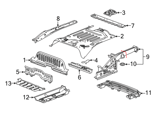 2016 Chevrolet Spark EV Rear Body - Floor & Rails Rail Assembly Diagram for 95320013