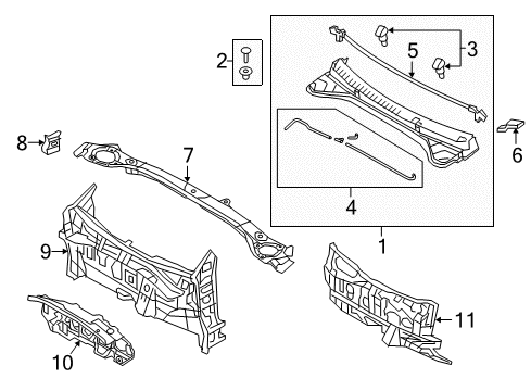 2019 Hyundai Elantra Cowl W/STRIP-Hood Diagram for 86430-F2500